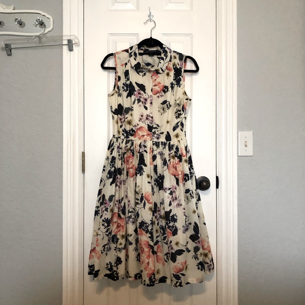 French Connection Floral Pleated Shirtdress Size 6